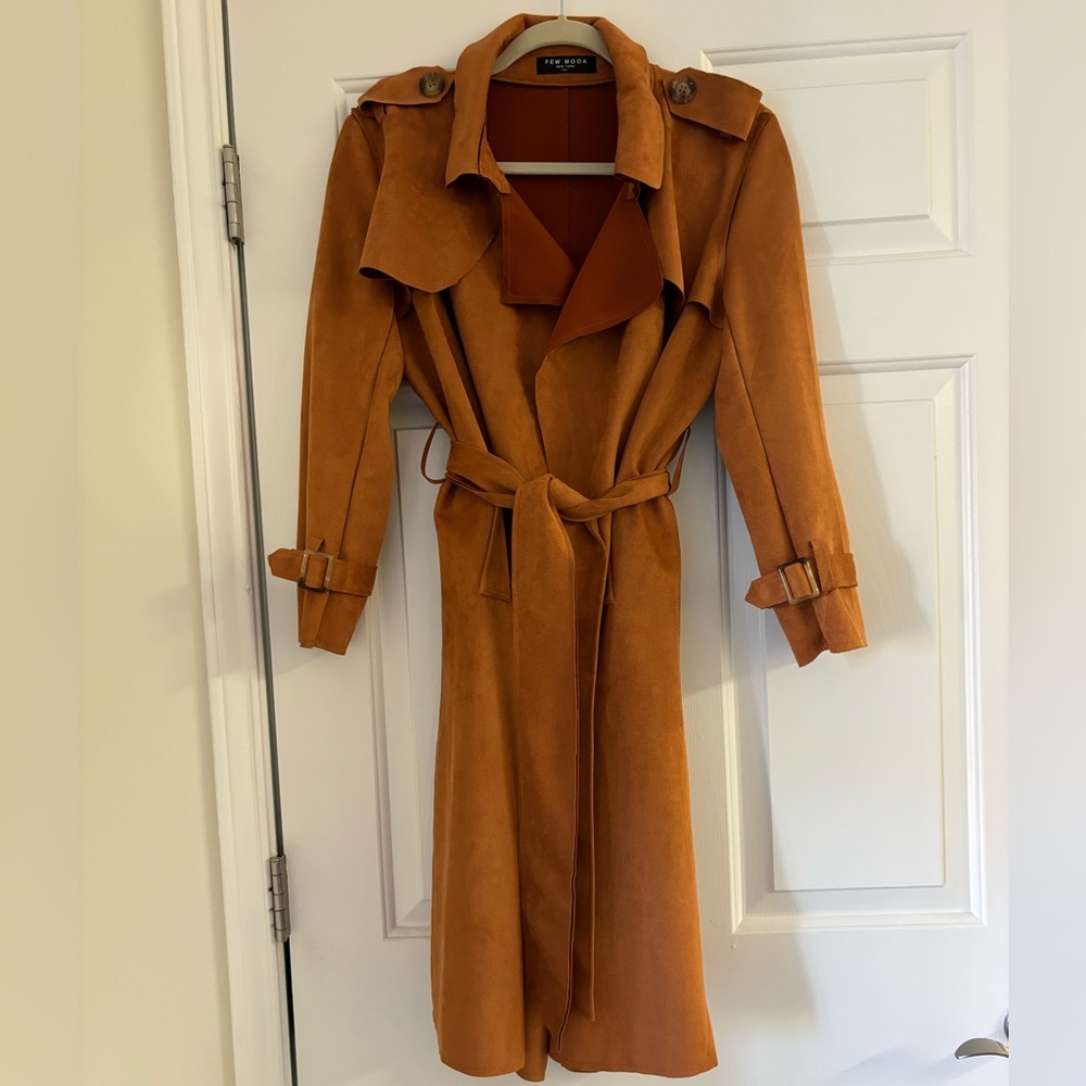 Women’s Burnt Orange Tie Belt Coat